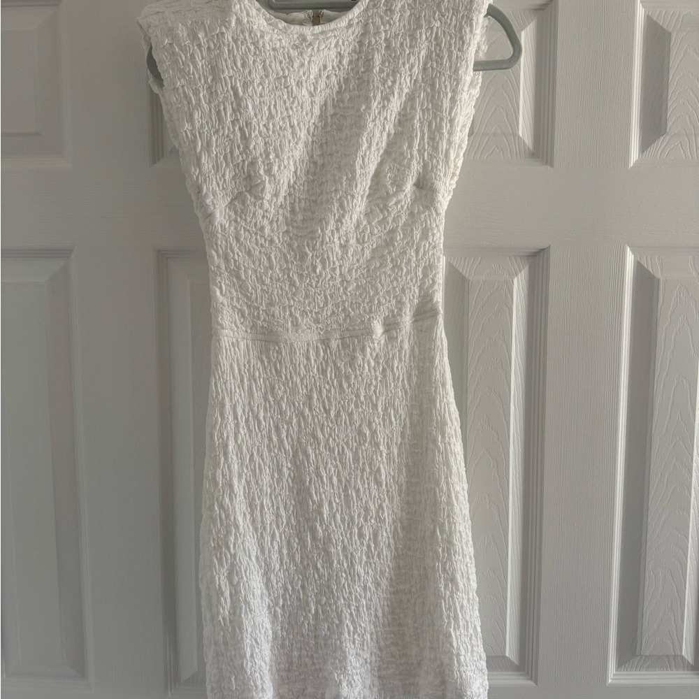 Anthropologie Elegant White Textured Women's Dress